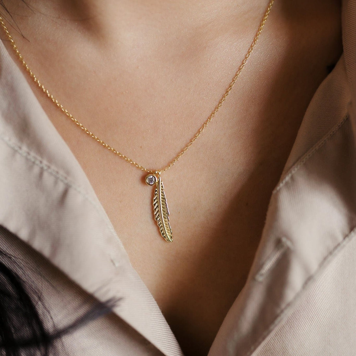 Fly High Sterling Silver Clear Quartz Feather Sterling Silver Necklace I AM LOVE PROJECT