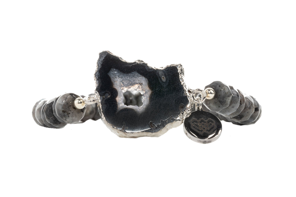 Agate combines layers of quartz with larvikite stone beads to increase your security and strength of intellect.