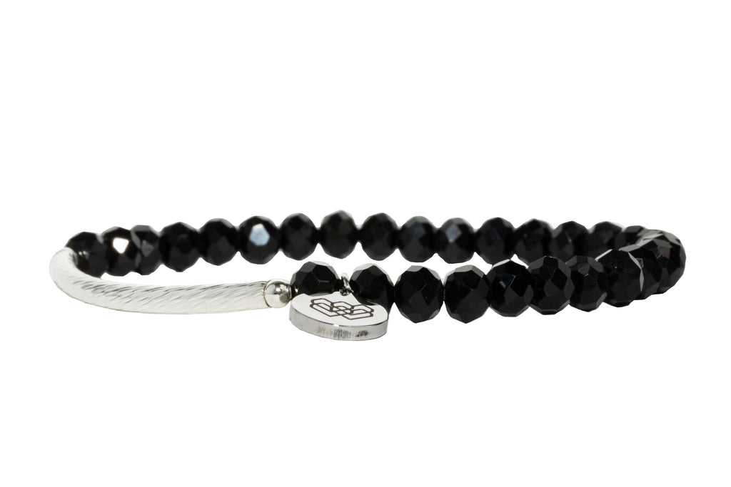 Black glass beaded intention bracelet made to boost your confidence and determination to stand up for yourself and demand respect