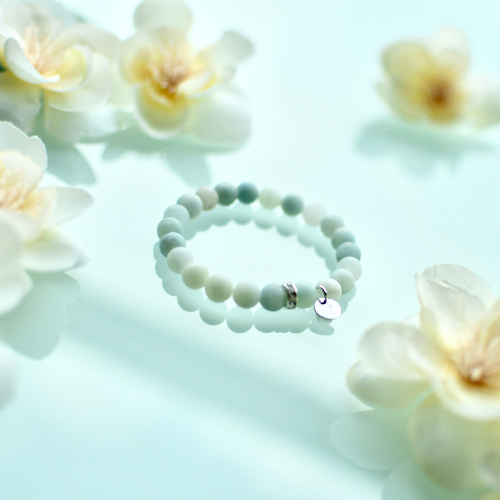 I AM LOVE PROJECT Aquamarine beaded crystal intention bracelet