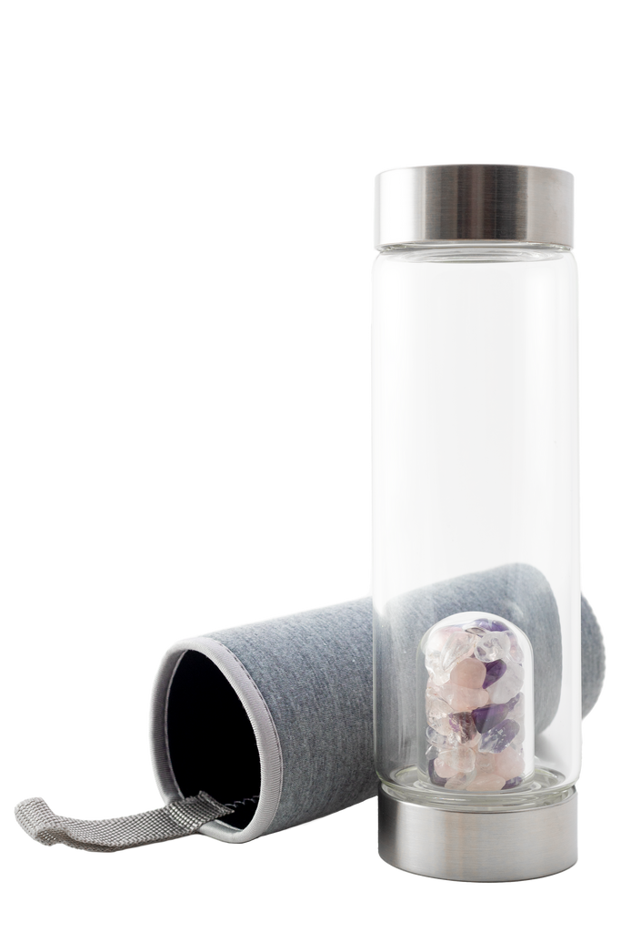 Stainless steel LOVE quartz crystal water bottle