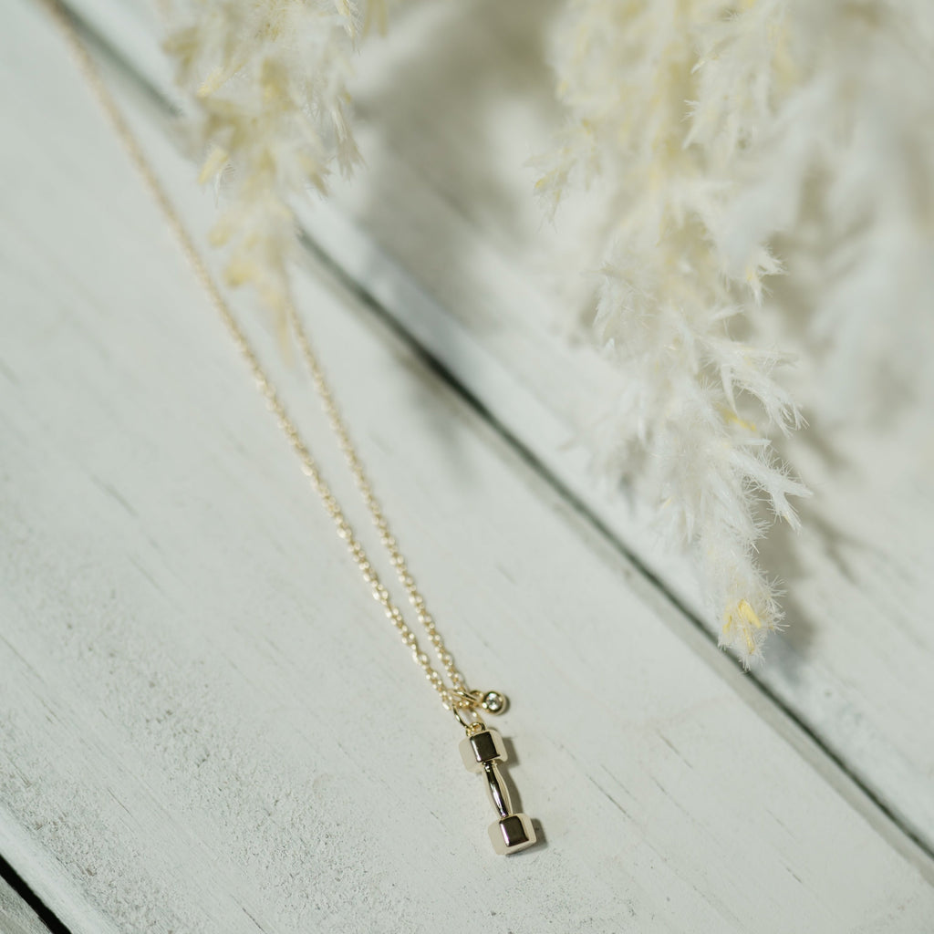 14K Gold Plated Barbell Necklace
