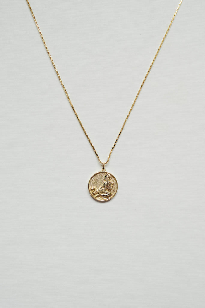 14K Gold Chinese Kuan Yin Necklace