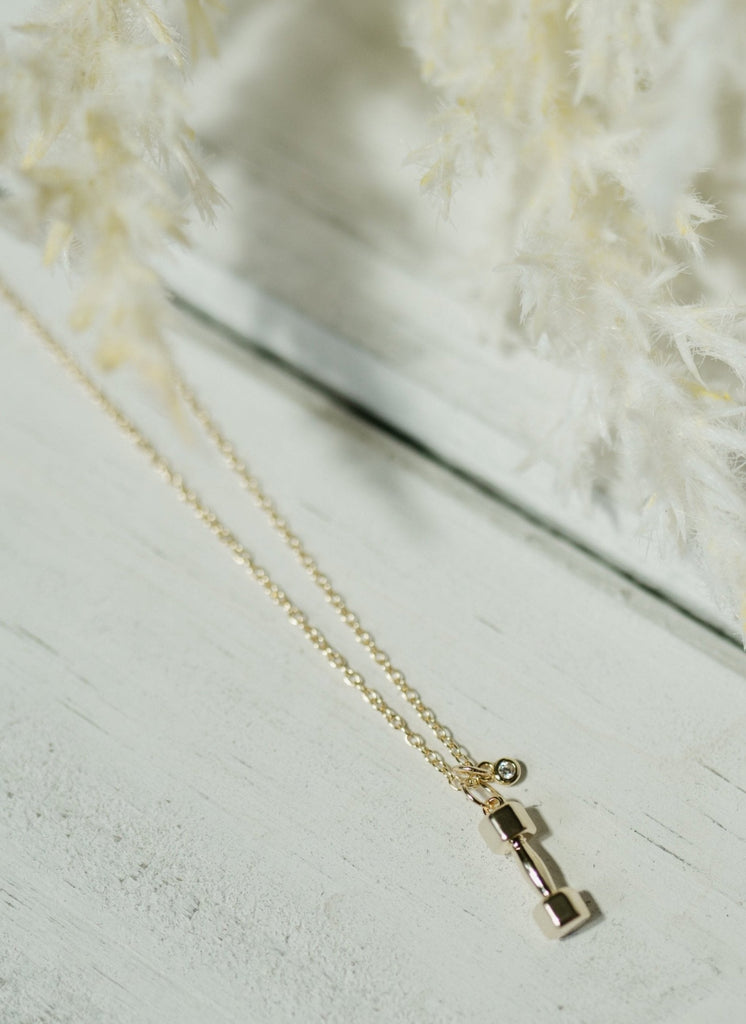 14K Gold Plated Barbell Necklace