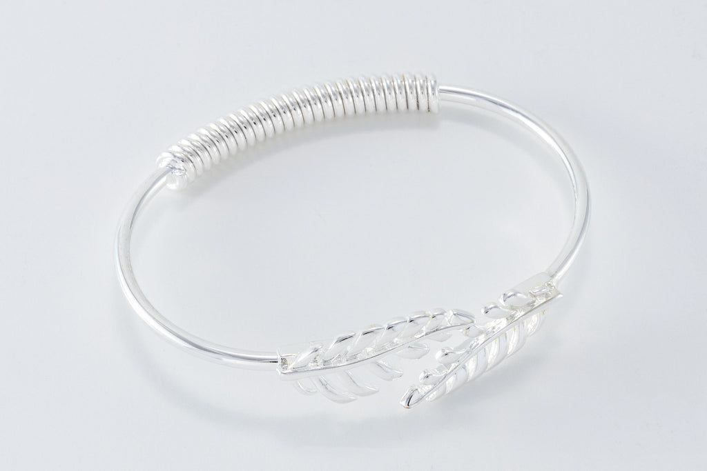 Silver plated brass Athena Leaflet double cuff bangle 
