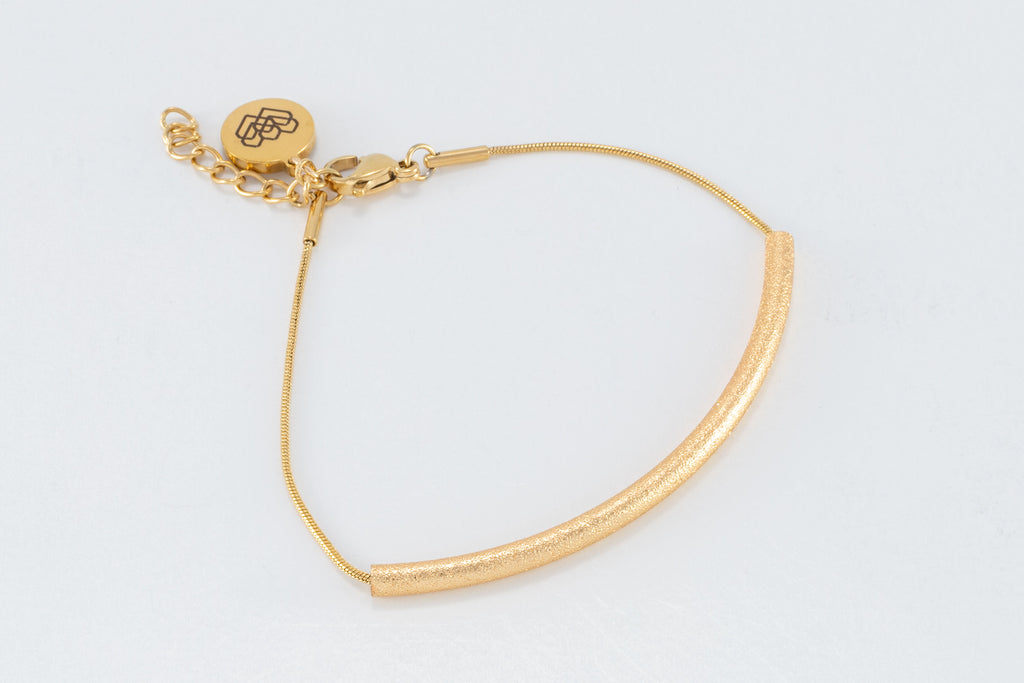 Constance bracelet crafted with 14K gold plating and polished stainless steel