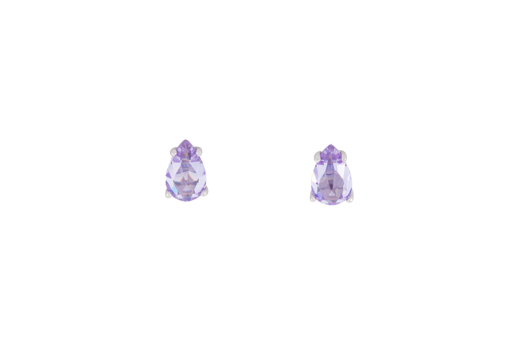 Faceted amethyst teardrop quartz earrings framed in 925 sterling silver,