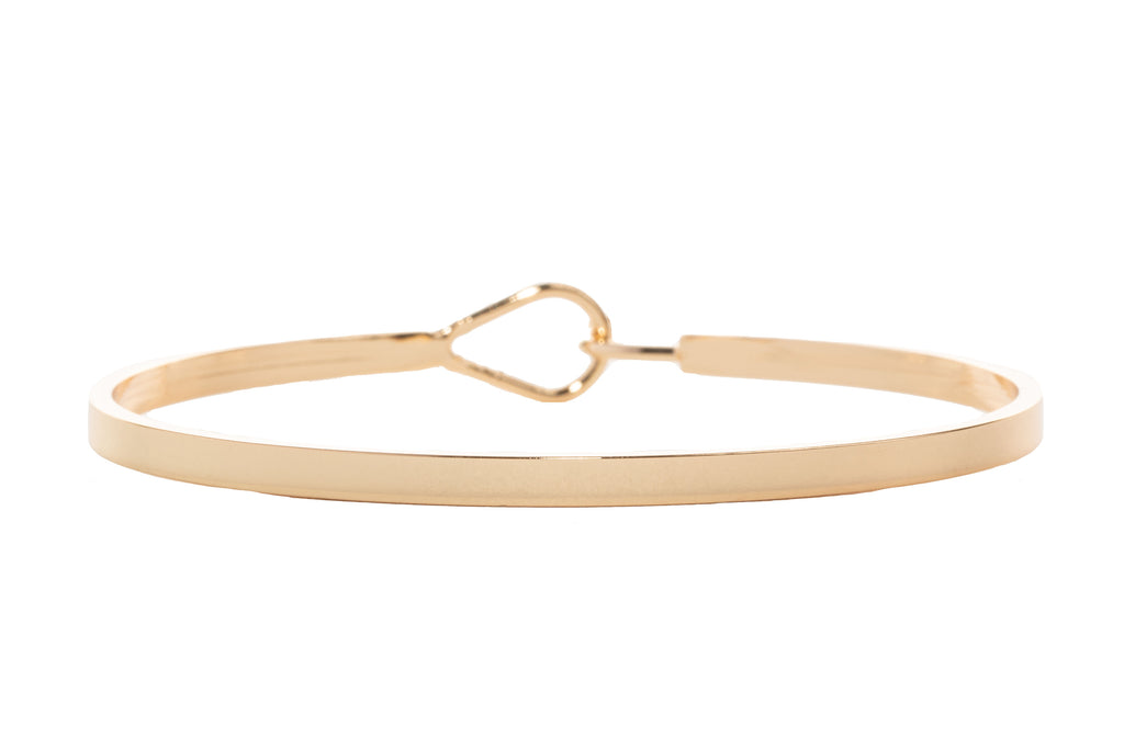 14K gold plated brass affirmation bangle with the secure hook closure - I Am Love Project