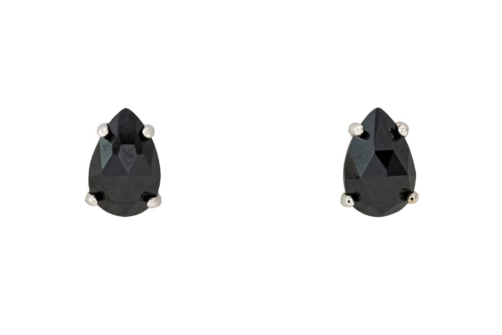 Faceted Black Tourmaline teardrop earrings ensconced in 925 sterling silver